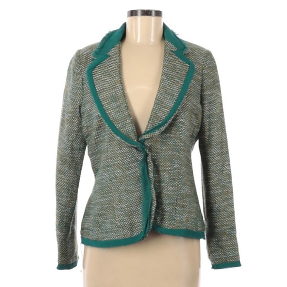Good Clothes Green Beige Tweed Blazer Jacket - Picture 1 of 4